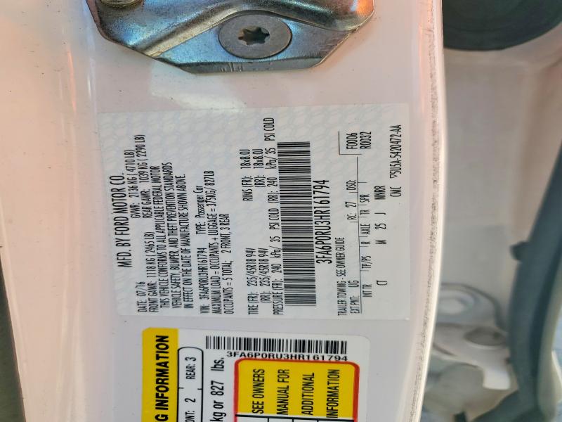 Aukcja sprzedaży 2017 Ford Fusion, vin: 3FA6P0RU3HR161794, numer aukcji: 57362016