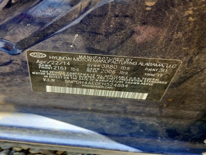 Продаж на аукціоні авто 2014 Hyundai Elantra, vin: 5NPDH4AE0EH524884, номер лоту: 55679036