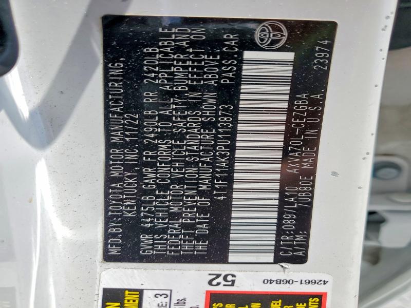 Продажа на аукционе авто 2023 Toyota Camry, vin: 4T1F11AK3PU113873, номер лота: 55640276