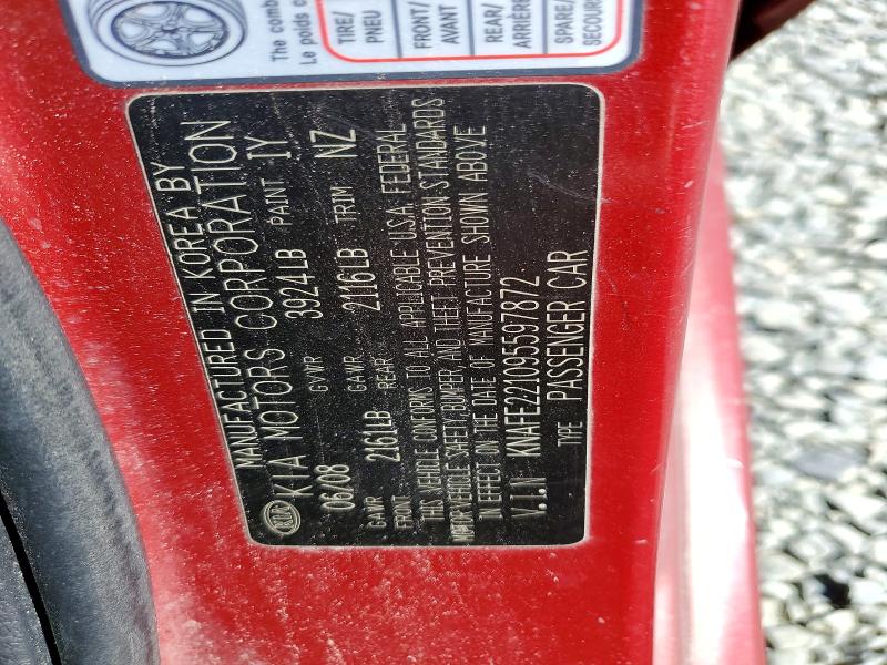 Продажа на аукционе авто 2009 Kia Spectra, vin: KNAFE221095597872, номер лота: 57501336