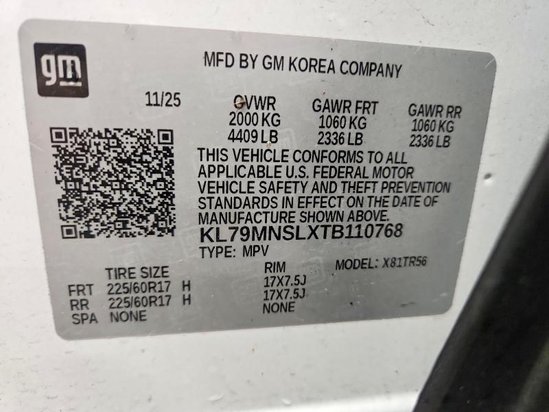 Aukcja sprzedaży 2026 Chevrolet Trailblazer, vin: KL79MNSLXTB110768, numer aukcji: 57815596