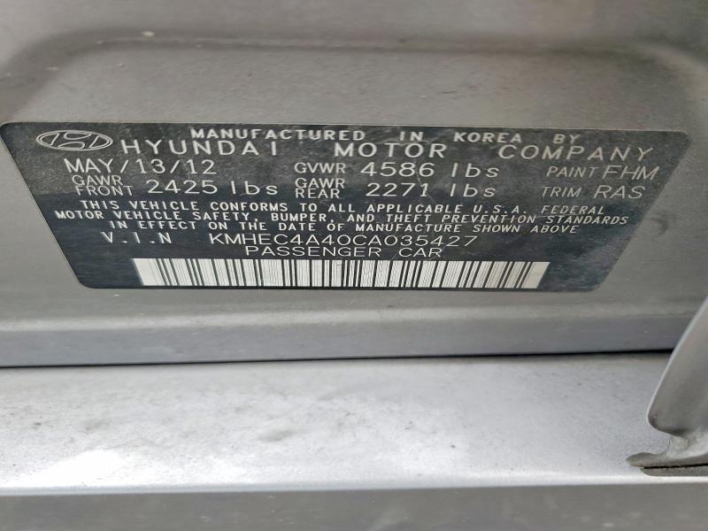 Aukcja sprzedaży 2012 Hyundai Sonata, vin: KMHEC4A40CA035427, numer aukcji: 57475436