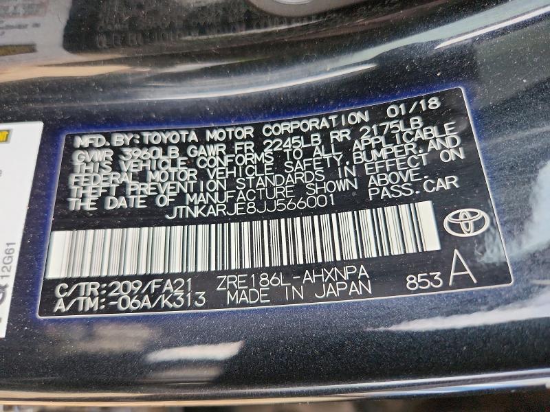 2018 Toyota Corolla Im მანქანა იყიდება აუქციონზე, vin: JTNKARJE8JJ566001, აუქციონის ნომერი: 57208526