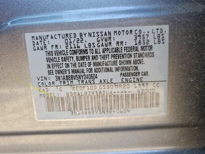 57240496 :رقم المزاد ، 3N1AB8BV5NY240604 vin ، 2022 Nissan Sentra مزاد بيع
