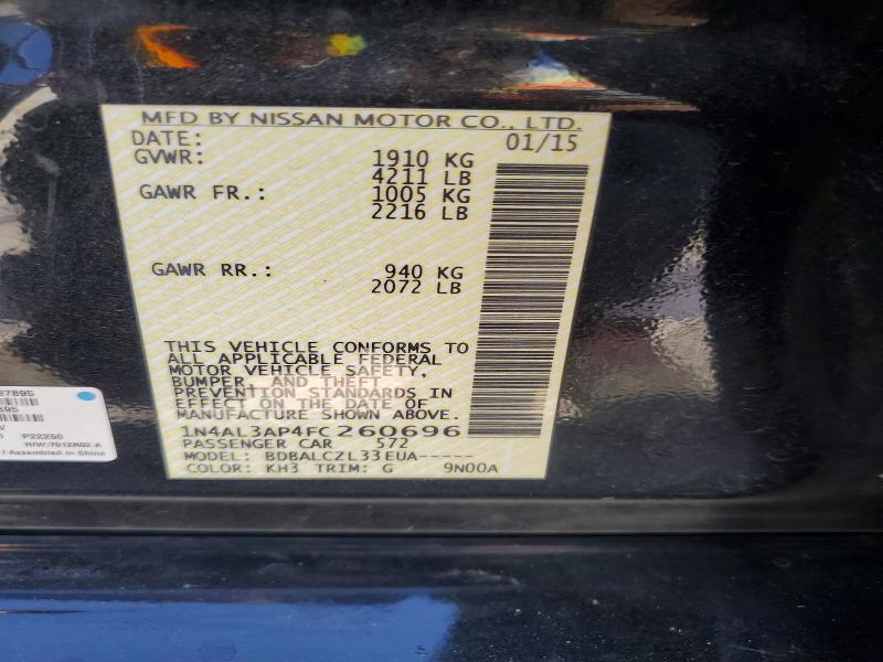 58846056 :رقم المزاد ، 1N4AL3AP4FC260696 vin ، 2015 Nissan Altima مزاد بيع