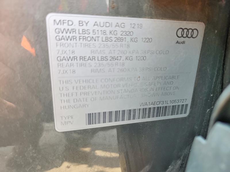 58382316 :رقم المزاد ، WA1AECF31L1053727 vin ، 2020 Audi Q3 مزاد بيع