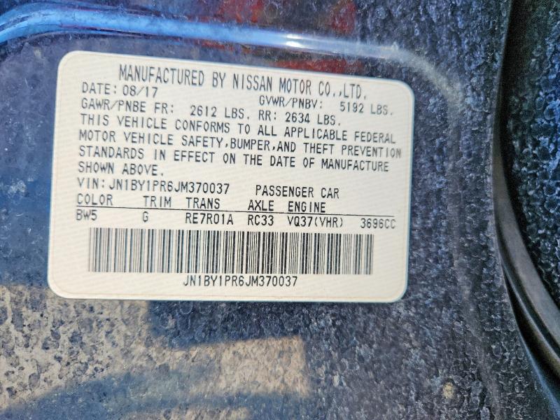 Продажа на аукционе авто 2018 Infiniti Q70l, vin: JN1BY1PR6JM370037, номер лота: 58807286