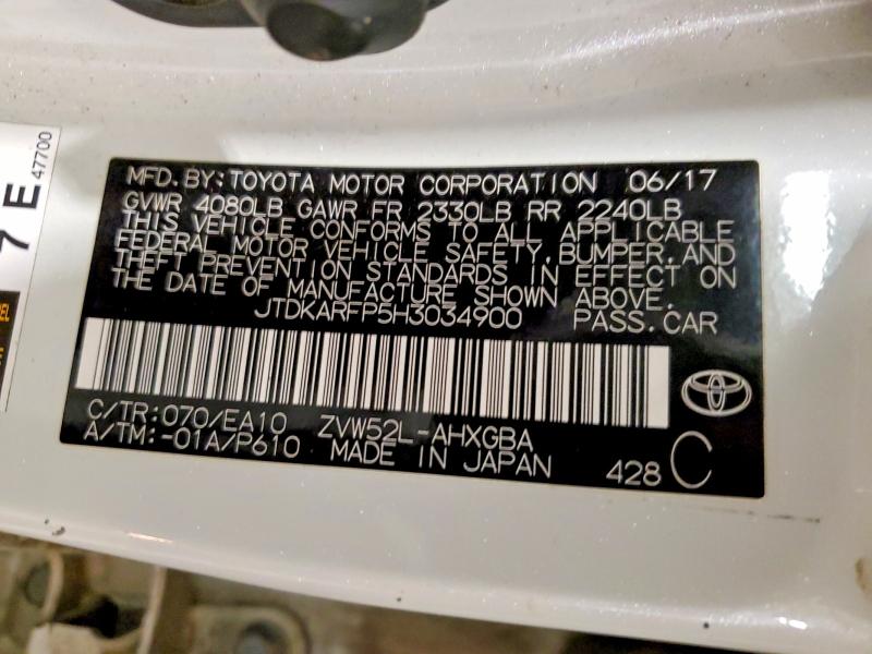 Aukcja sprzedaży 2017 Toyota Prius Prime, vin: JTDKARFP5H3034900, numer aukcji: 57193716