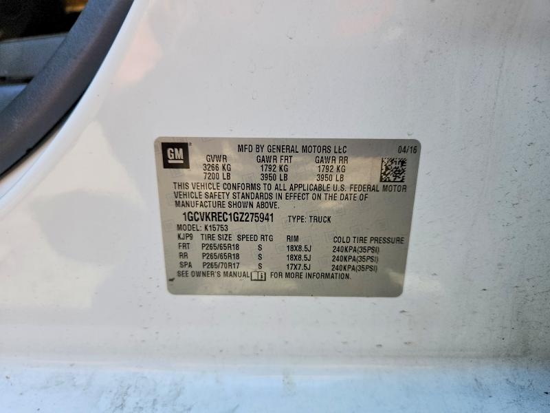 Aukcja sprzedaży 2016 Chevrolet Silverado, vin: 1GCVKREC1GZ275941, numer aukcji: 55304316