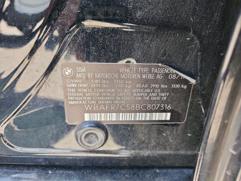 Продажа на аукционе авто 2011 Bmw 535, vin: WBAFR7C58BC807316, номер лота: 57250006