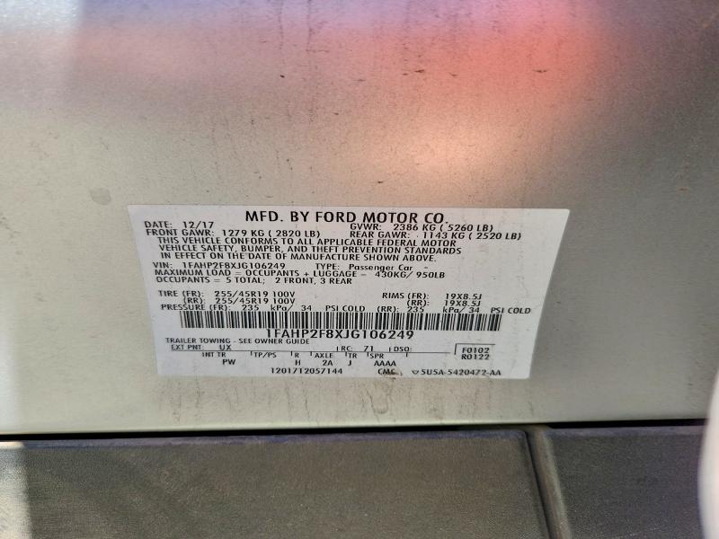 2018 Ford Taurus მანქანა იყიდება აუქციონზე, vin: 1FAHP2F8XJG106249, აუქციონის ნომერი: 56881886