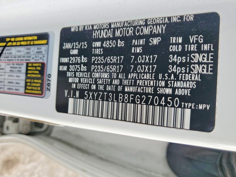 Продажа на аукционе авто 2015 Hyundai Santa Fe Sport, vin: 5XYZT3LB8FG270450, номер лота: 56352576