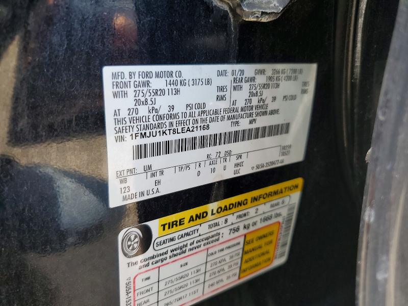 57936526 :رقم المزاد ، 1FMJU1KT8LEA21168 vin ، 2020 Ford Expedition مزاد بيع