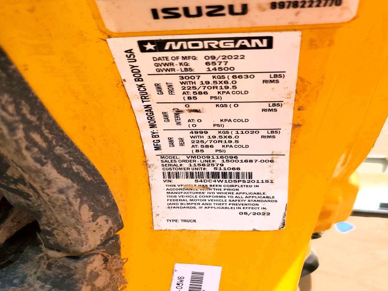 2023 Isuzu Npr Hd მანქანა იყიდება აუქციონზე, vin: 54DC4W1D5PS201151, აუქციონის ნომერი: 64162906