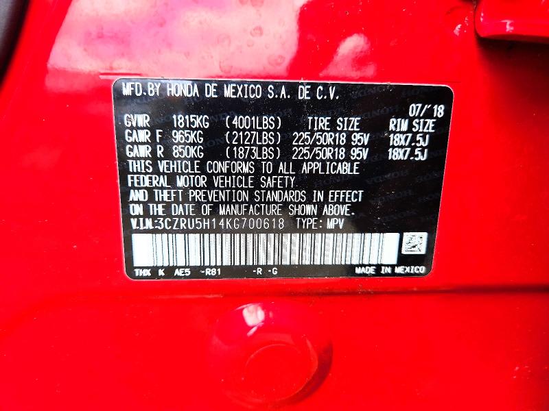 Aukcja sprzedaży 2019 Honda Hr-v, vin: 3CZRU5H14KG700618, numer aukcji: 57235286