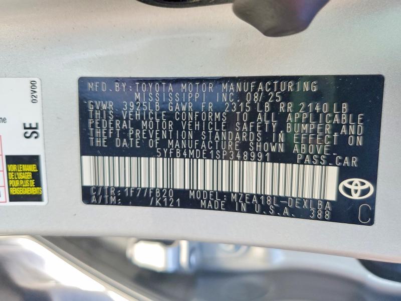 59014216 :رقم المزاد ، 5YFB4MDE1SP348991 vin ، 2025 Toyota Corolla مزاد بيع