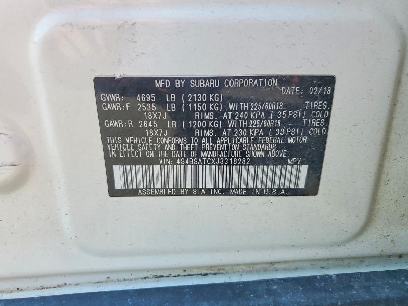 Продажа на аукционе авто 2018 Subaru Outback, vin: 4S4BSATCXJ3318282, номер лота: 58762746