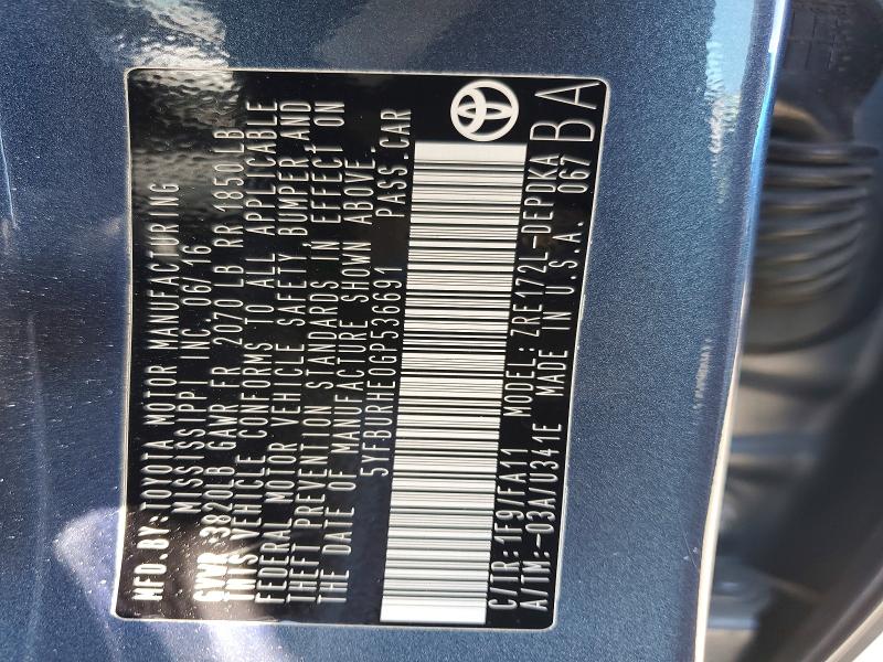 Aukcja sprzedaży 2016 Toyota Corolla, vin: 5YFBURHE0GP536691, numer aukcji: 57084976