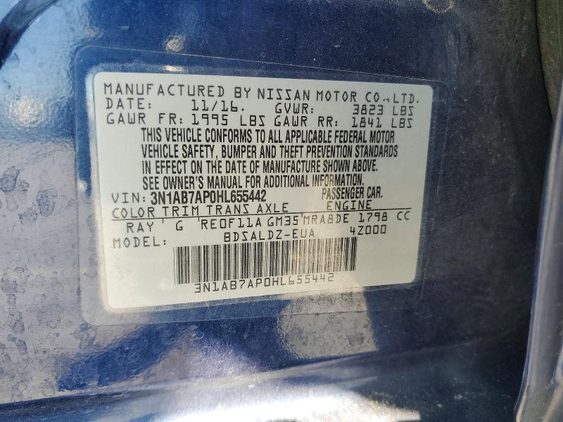 Aukcja sprzedaży 2017 Nissan Sentra, vin: 3N1AB7AP0HL655442, numer aukcji: 55638776
