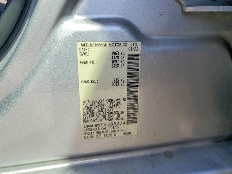 58119926 :رقم المزاد ، 1N4BL4DV2PN386274 vin ، 2023 Nissan Altima مزاد بيع