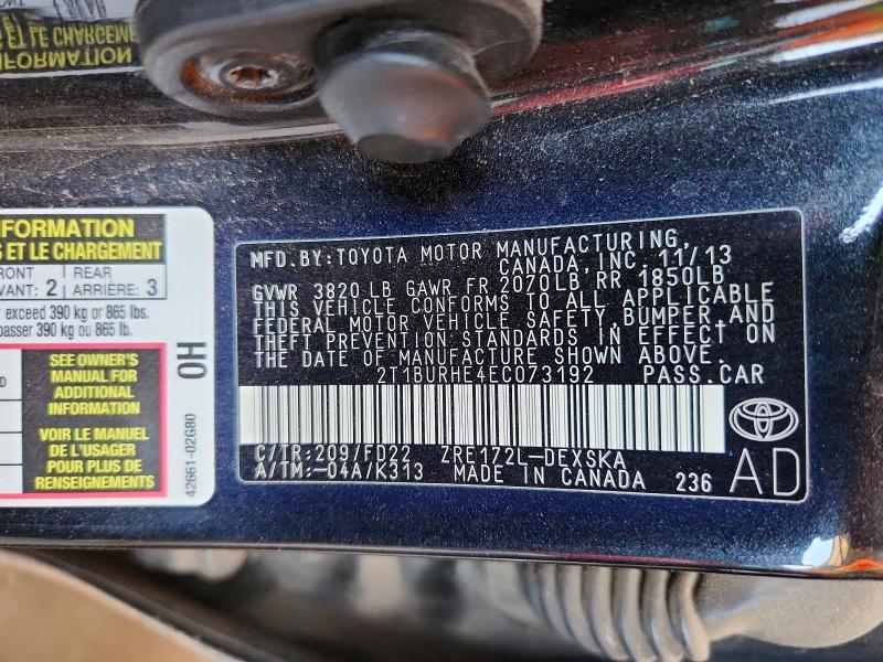 Продажа на аукционе авто 2014 Toyota Corolla, vin: 2T1BURHE4EC073192, номер лота: 57669346