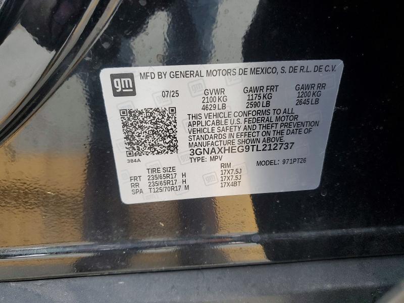 2026 Chevrolet Equinox მანქანა იყიდება აუქციონზე, vin: 3GNAXHEG9TL212737, აუქციონის ნომერი: 58490936