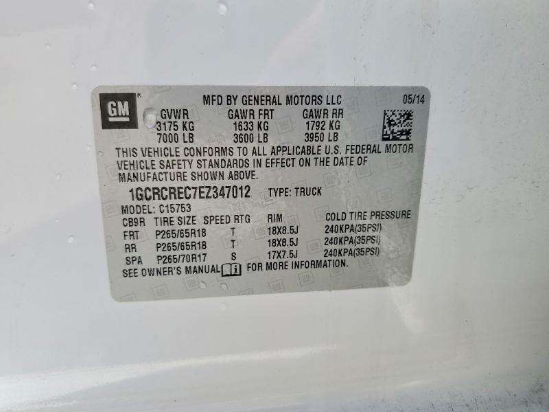 Aukcja sprzedaży 2014 Chevrolet Silverado, vin: 1GCRCREC7EZ347012, numer aukcji: 54503006