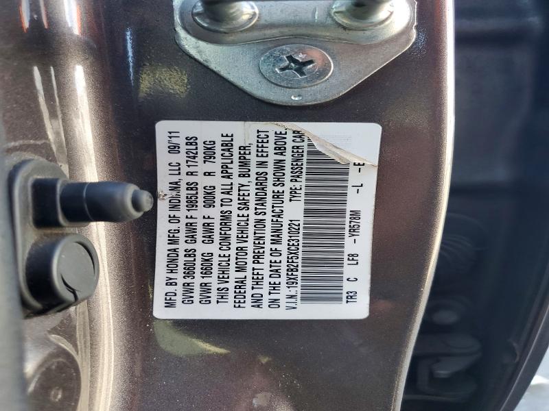 58148786 :رقم المزاد ، 19XFB2F5XCE310221 vin ، 2012 Honda Civic مزاد بيع