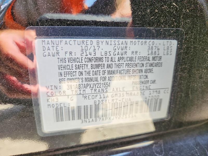 Продаж на аукціоні авто 2018 Nissan Sentra, vin: 3N1AB7APXJY221554, номер лоту: 58422436