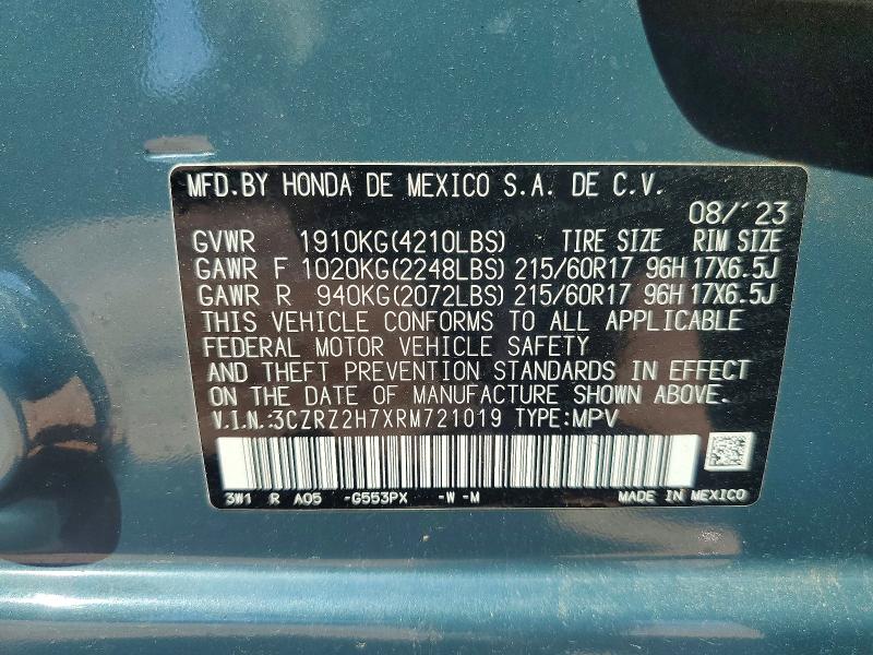 Продажа на аукционе авто 2024 Honda Hr-v, vin: 3CZRZ2H7XRM721019, номер лота: 55572896
