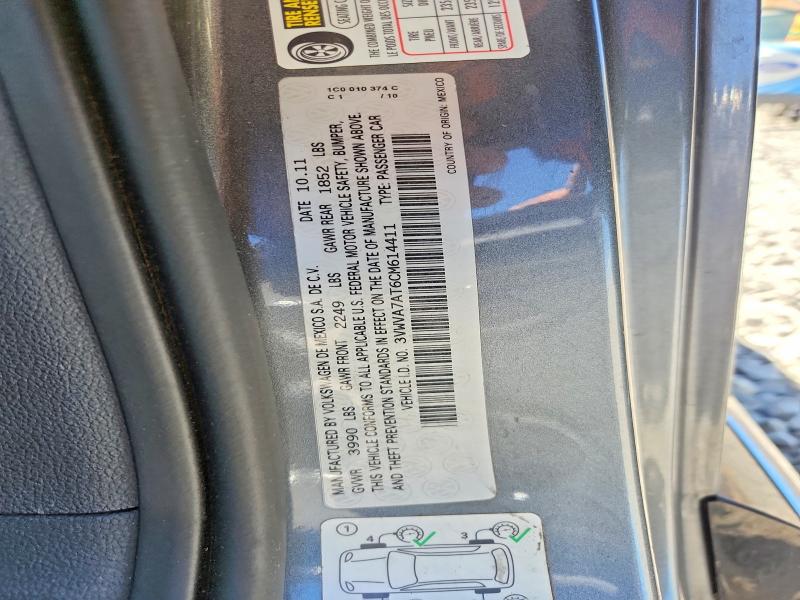 58813186 :رقم المزاد ، 3VWVA7AT6CM614411 vin ، 2012 Volkswagen Beetle مزاد بيع