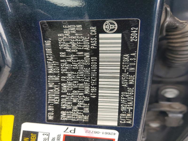 Aukcja sprzedaży 2017 Toyota Camry, vin: 4T1BF1FK7HU406010, numer aukcji: 56151336