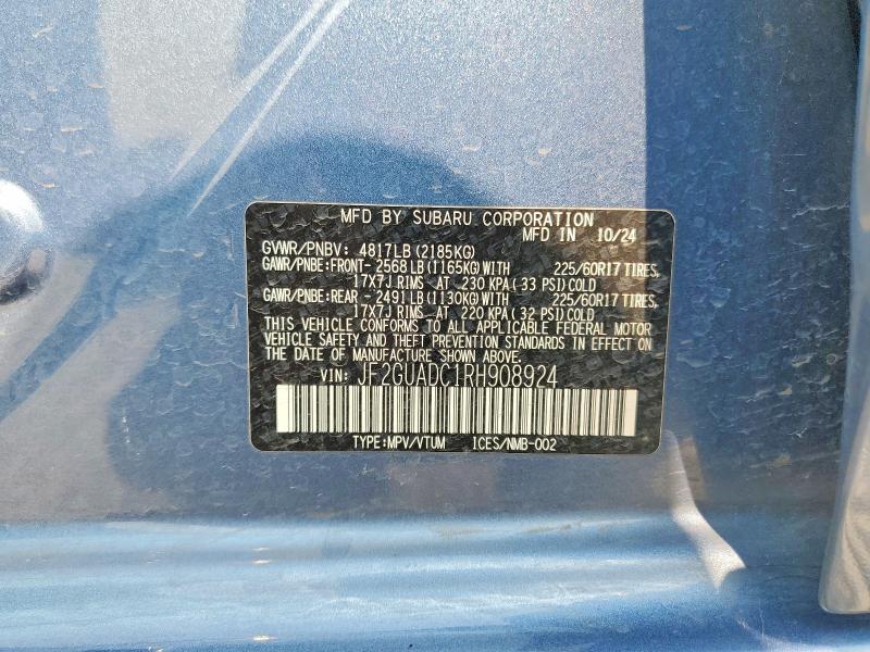 Продажа на аукционе авто 2024 Subaru Crosstrek, vin: JF2GUADC1RH908924, номер лота: 58566856