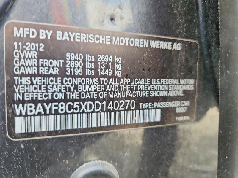 57398226 :رقم المزاد ، WBAYF8C5XDD140270 vin ، 2013 Bmw 750 مزاد بيع