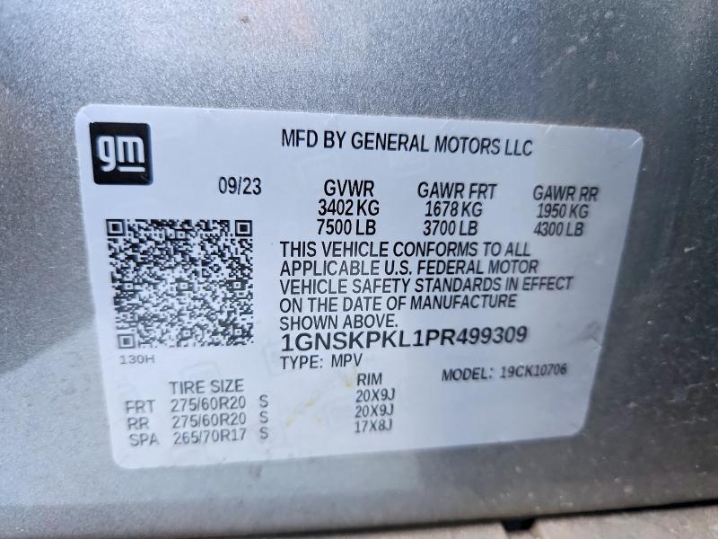 Aukcja sprzedaży 2023 Chevrolet Tahoe, vin: 1GNSKPKL1PR499309, numer aukcji: 55942526
