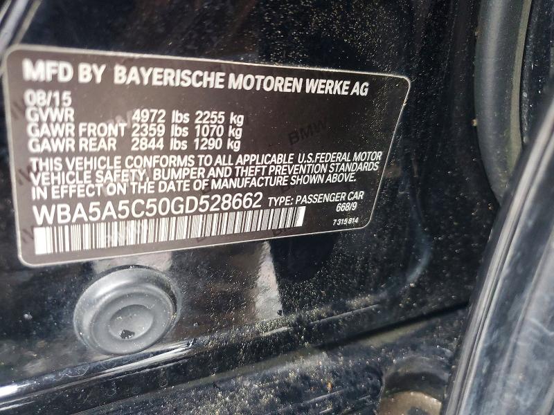 Aukcja sprzedaży 2016 Bmw 528, vin: WBA5A5C50GD528662, numer aukcji: 57496266