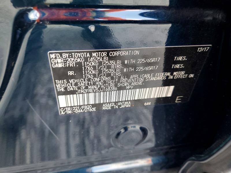 2018 Toyota Rav4 მანქანა იყიდება აუქციონზე, vin: JTMZFREV5JJ168386, აუქციონის ნომერი: 55729586