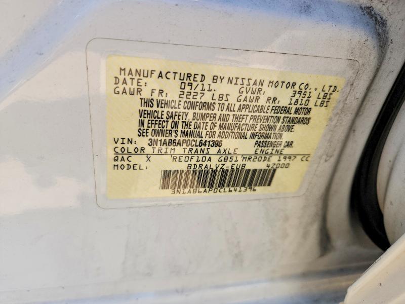Aukcja sprzedaży 2012 Nissan Sentra, vin: 3N1AB6AP0CL641396, numer aukcji: 58086916
