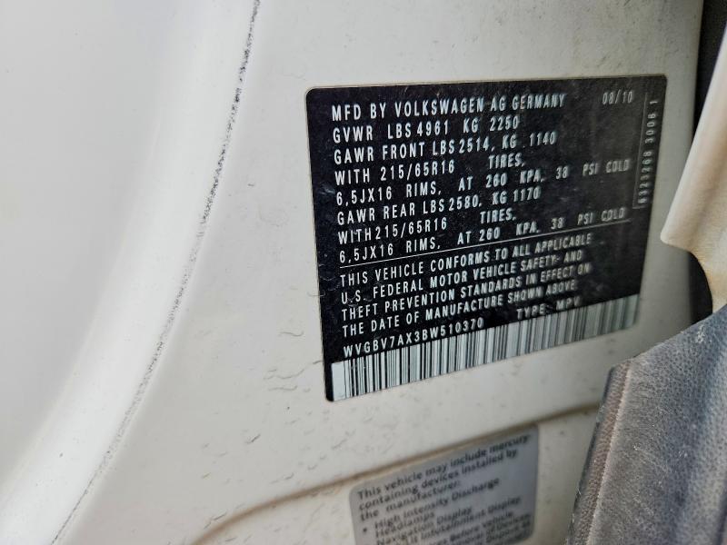 Aukcja sprzedaży 2011 Volkswagen Tiguan, vin: WVGBV7AX3BW510370, numer aukcji: 55873166