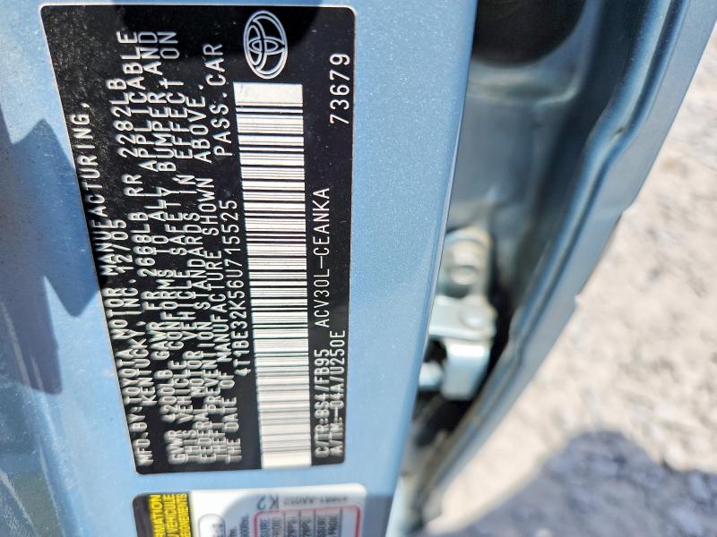 2006 Toyota Camry მანქანა იყიდება აუქციონზე, vin: 4T1BE32K56U715525, აუქციონის ნომერი: 56833106