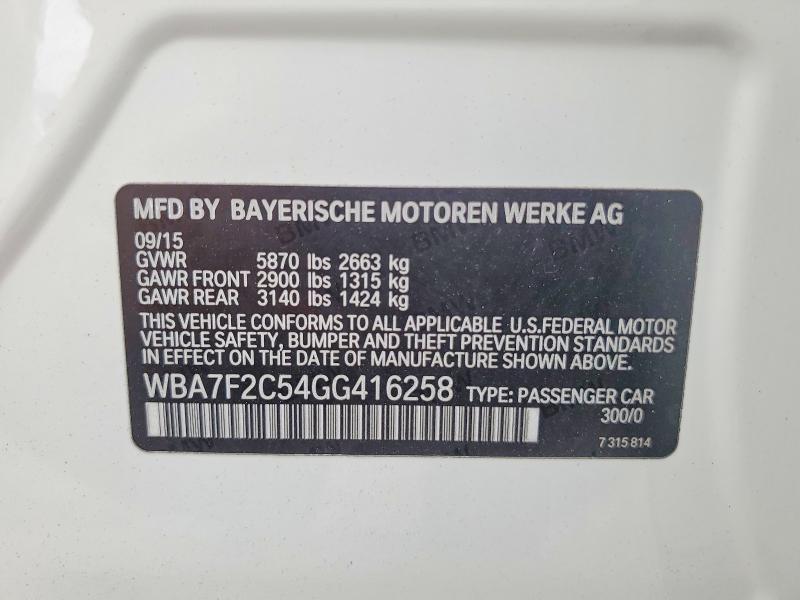 2016 Bmw 750 მანქანა იყიდება აუქციონზე, vin: WBA7F2C54GG416258, აუქციონის ნომერი: 59251296