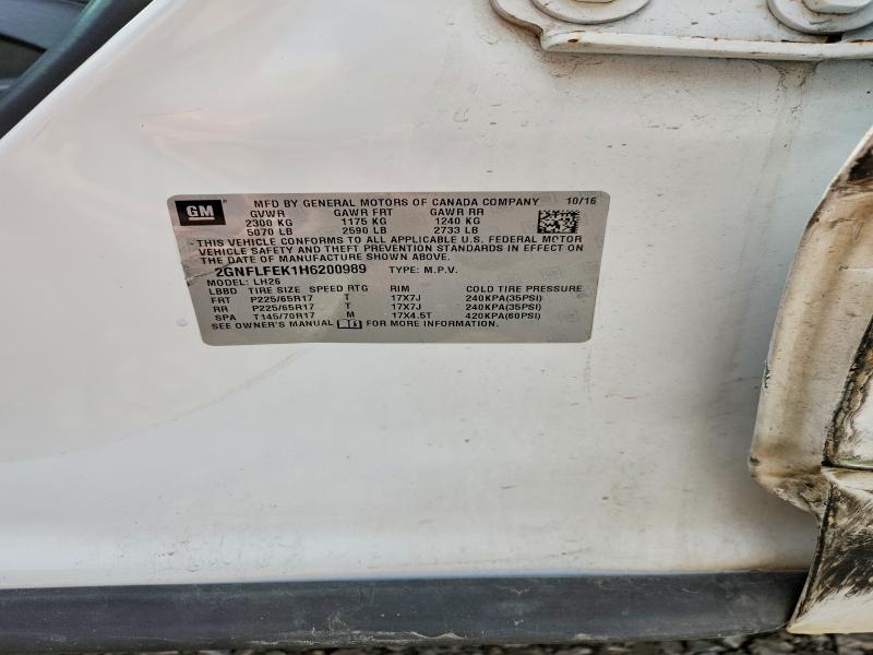 2017 Chevrolet Equinox მანქანა იყიდება აუქციონზე, vin: 2GNFLFEK1H6200989, აუქციონის ნომერი: 57338966