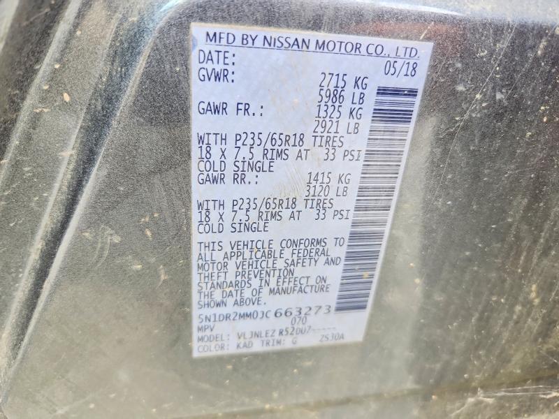 2018 Nissan Pathfinder მანქანა იყიდება აუქციონზე, vin: 5N1DR2MM0JC663273, აუქციონის ნომერი: 58400136