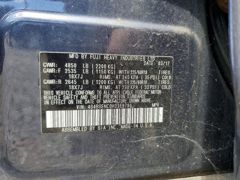 Aukcja sprzedaży 2017 Subaru Outback, vin: 4S4BSENC0H3369790, numer aukcji: 58360596