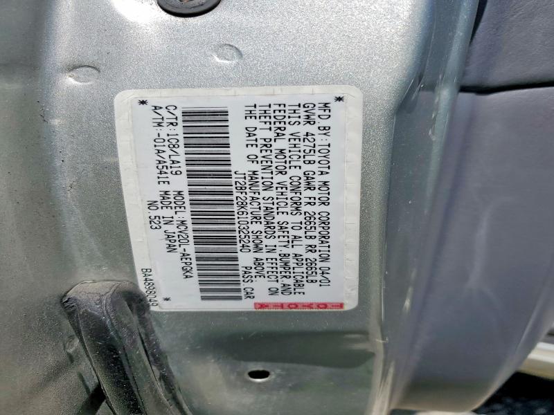 Aukcja sprzedaży 2001 Toyota Camry, vin: JT2BF28K610325240, numer aukcji: 58059636