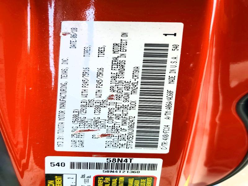 2018 Toyota Tacoma მანქანა იყიდება აუქციონზე, vin: 5TFSX5ENXJX062472, აუქციონის ნომერი: 57158506