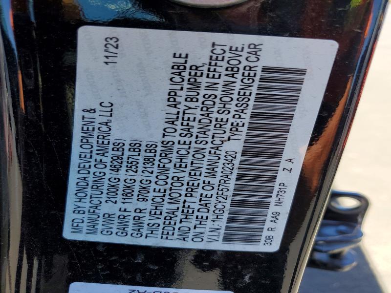 Продаж на аукціоні авто 2024 Honda Accord, vin: 1HGCY2F57RA023420, номер лоту: 56332056