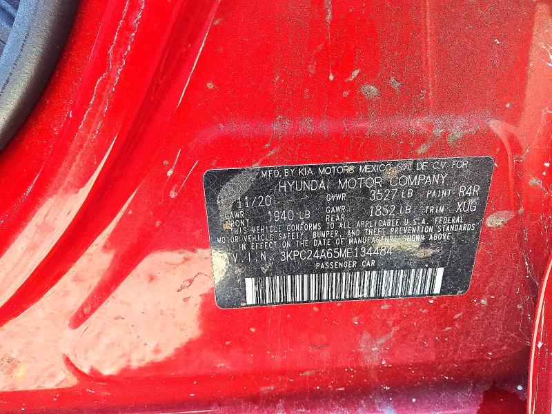 57194176 :رقم المزاد ، 3KPC24A65ME134484 vin ، 2021 Hyundai Accent مزاد بيع