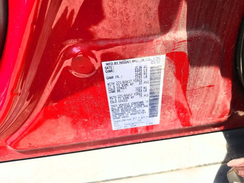 2017 Nissan Rogue მანქანა იყიდება აუქციონზე, vin: 5N1AT2MT4HC777377, აუქციონის ნომერი: 55581826