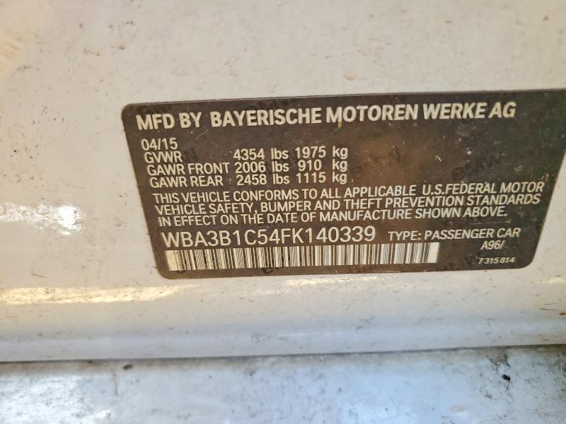 2015 Bmw 320 მანქანა იყიდება აუქციონზე, vin: WBA3B1C54FK140339, აუქციონის ნომერი: 55576486